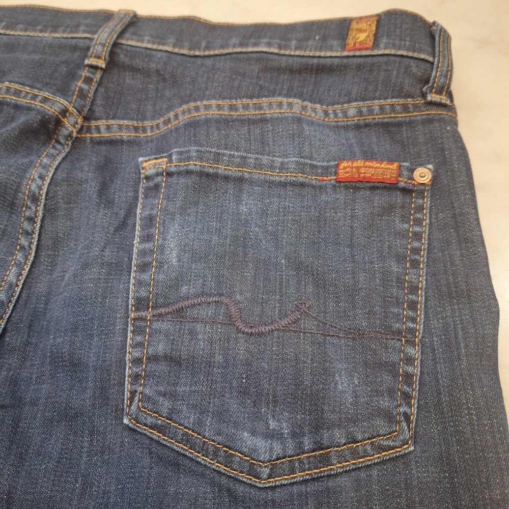 7 For All Mankind Standard Jeans Mens 34 Dark Blue Straight Leg Button Fly Denim - Picture 8 of 8
